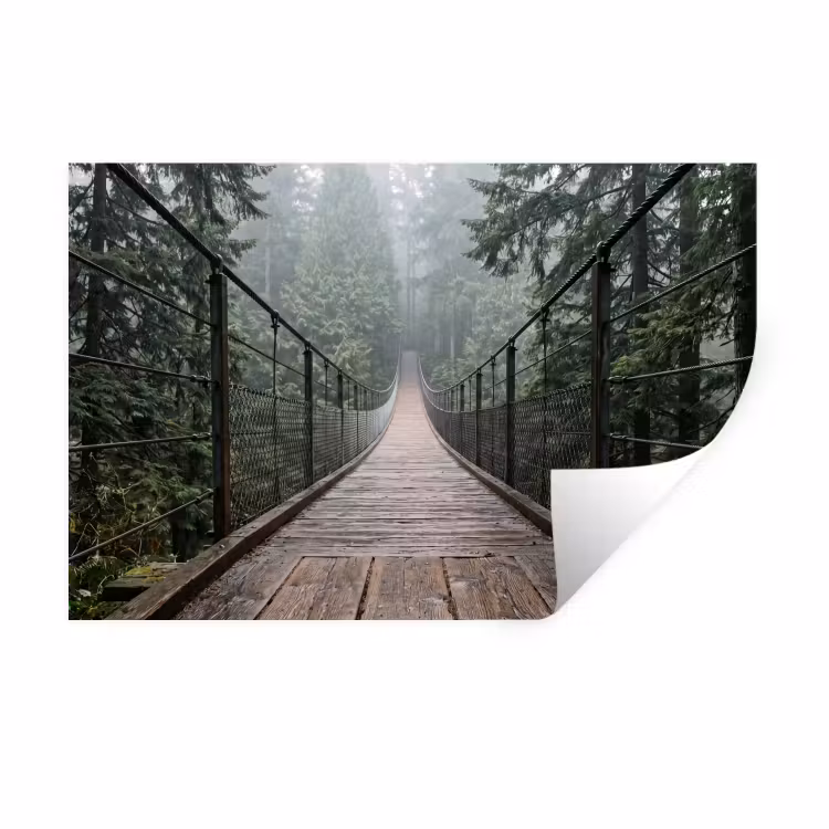 Muursticker - Brug - Bos - Mist - Natuur — 1