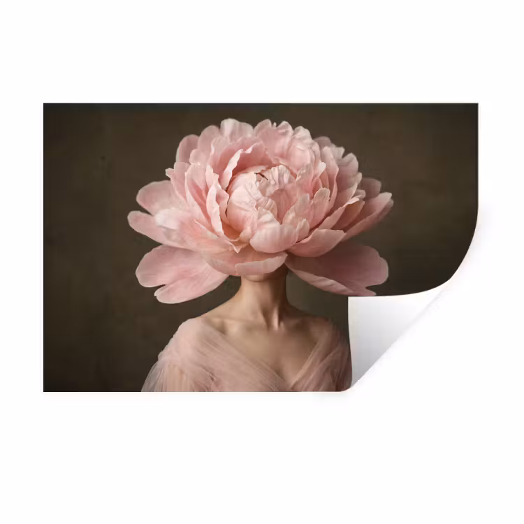 Muursticker - Gezicht - Roos - Roze — 1