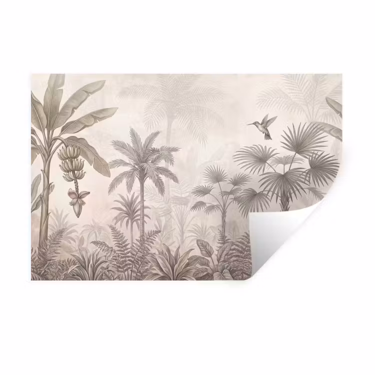 Muursticker - Jungle - Banenboom - Kolibrie - Beige — 1
