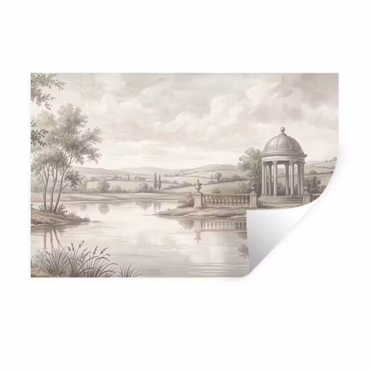 Muursticker - Landschap - Water - Natuur - Sepia — 1