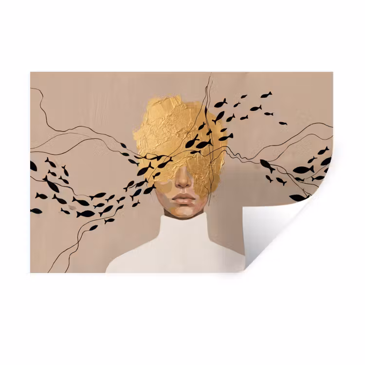 Muursticker - Modern - Vrouw - Goud — 1