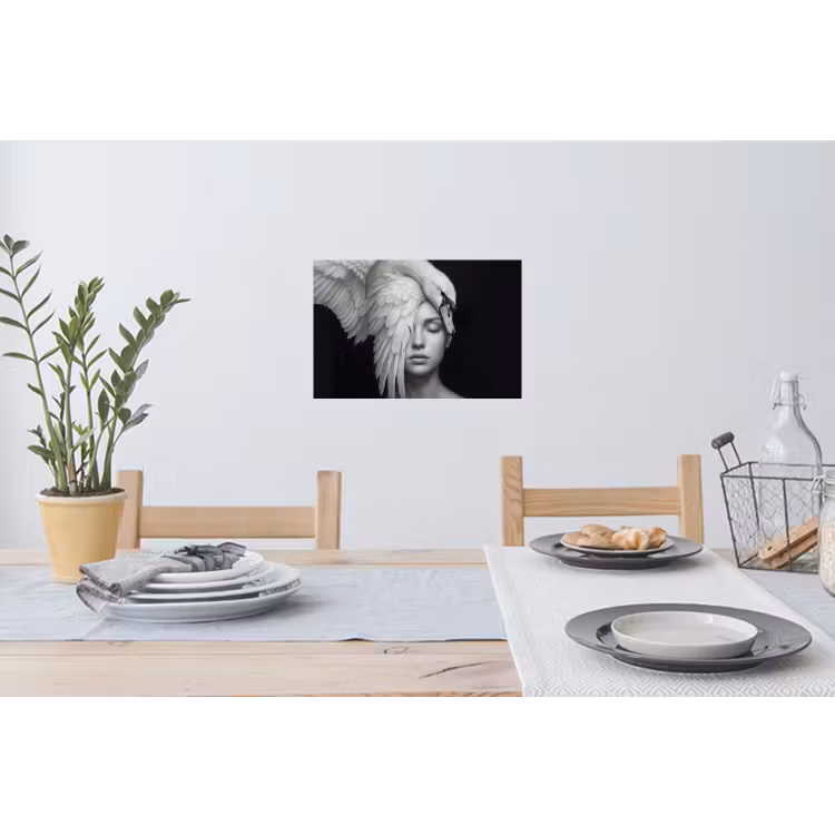 Muursticker - Portret - Zwaan - Zwart - Wit — 3
