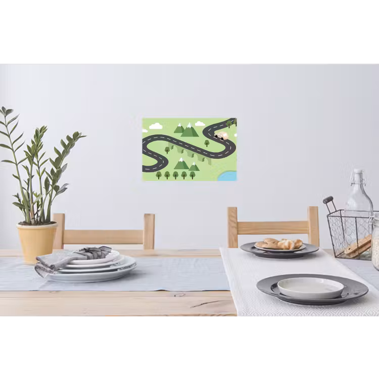 Muursticker - Auto - Bergweg - Natuur - Illustratie — 3