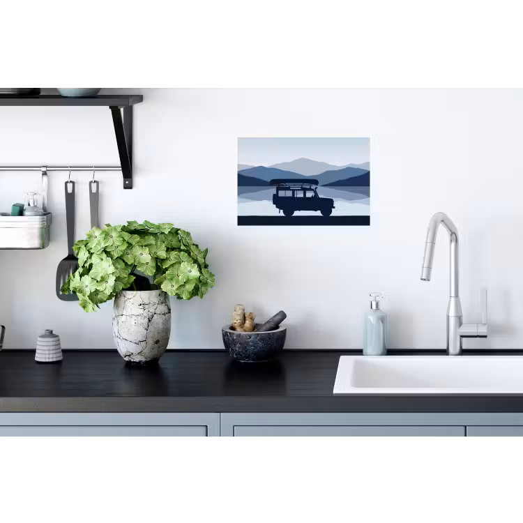 Muursticker - Auto - Meer - Bergen - Blauw — 2