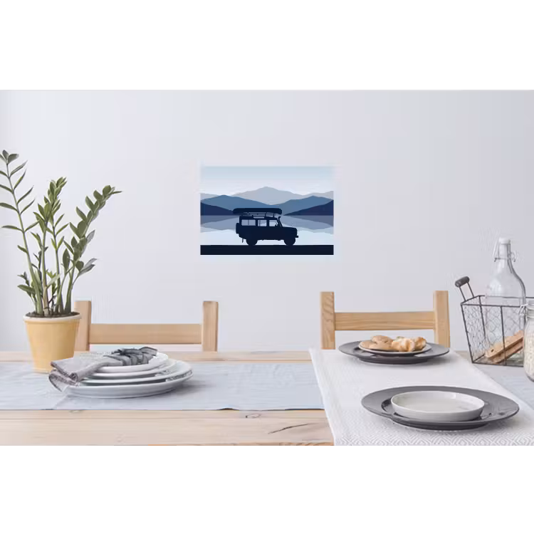 Muursticker - Auto - Meer - Bergen - Blauw — 3