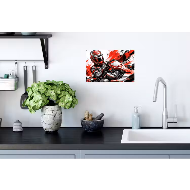 Muursticker - Kart - Coureur - Snelheid - Rood — 2