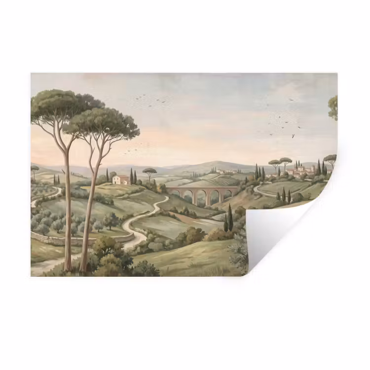 Muursticker - Landschap - Heuvels - Zandpad - Groen — 1