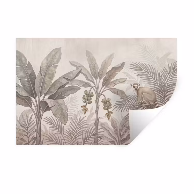 Muursticker - Natuur - Jungle - Ringstaartmaki - Bruin — 1