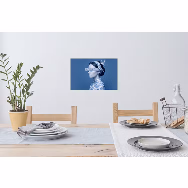 Muursticker - Portret - Klassiek - Wit - Blauw — 3
