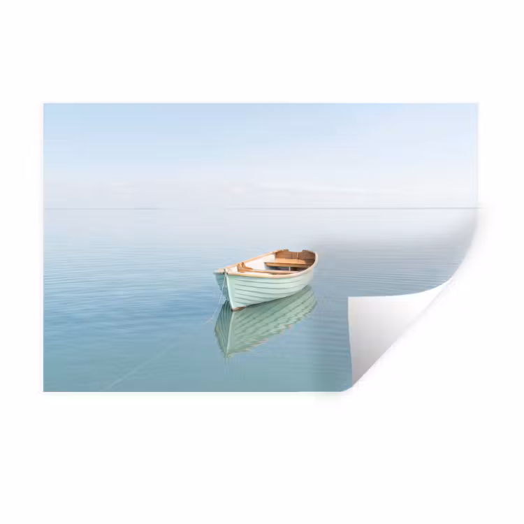 Muursticker - Minimalistisch - Boot - Zee — 1