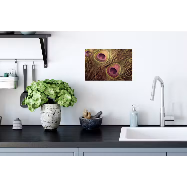 Muursticker - Pauw - Veren - Paars - Groen — 2