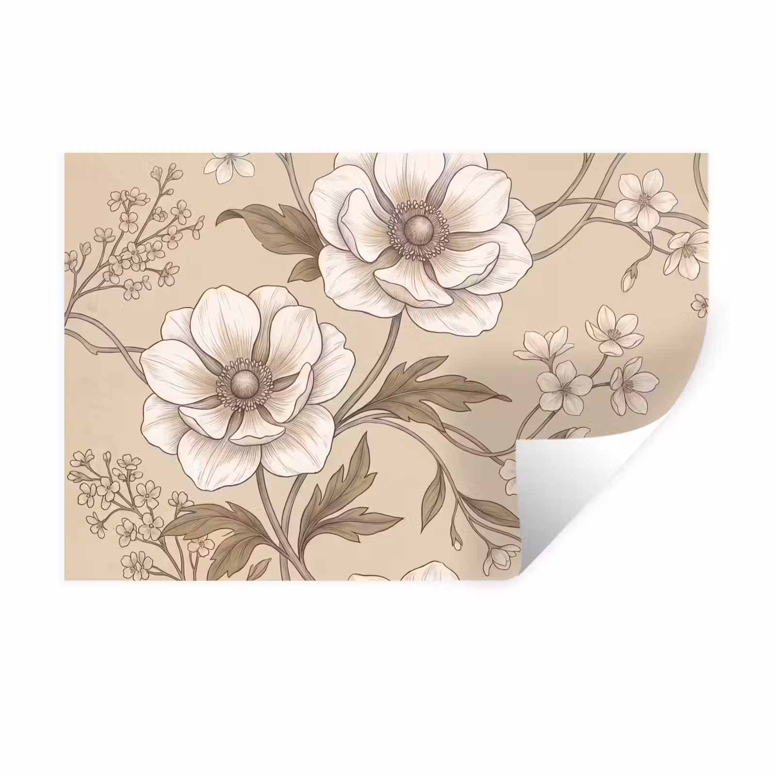 Muursticker - Bloemen - Patroon - Beige — 1
