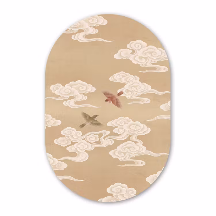 Muurovaal - Kunststof - Vogels - Vliegen - Beige — 2