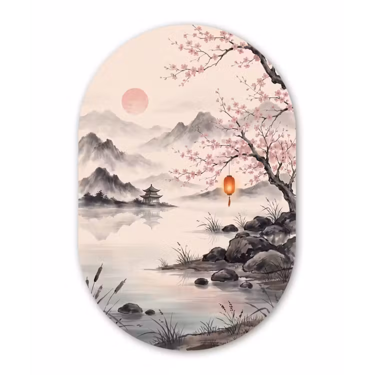 Muurovaal - Kunststof - Zon - Japans - Traditioneel — 3