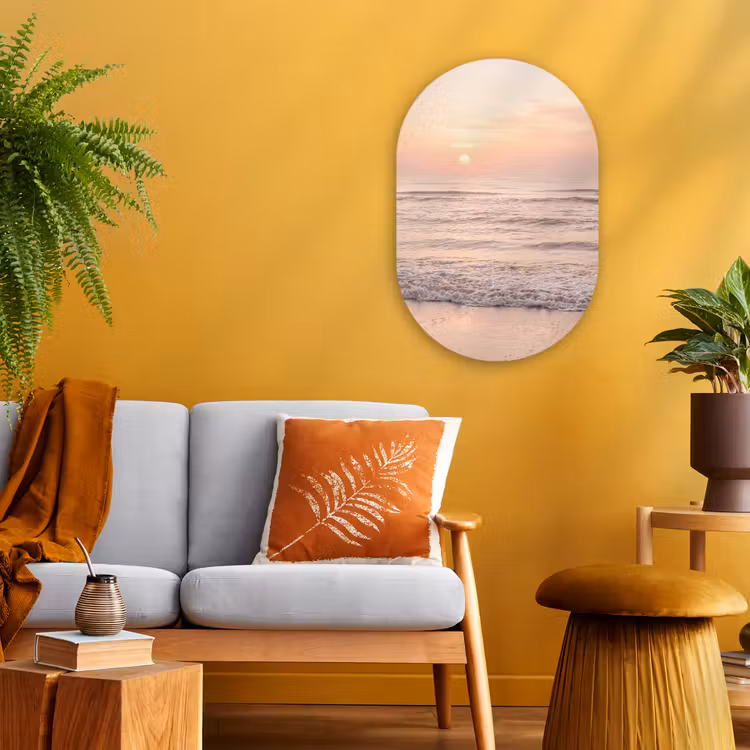 Muurovaal - Kunststof - Zon - Strand - Roze — 1