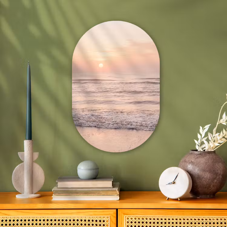 Muurovaal - Kunststof - Zon - Strand - Roze — 2