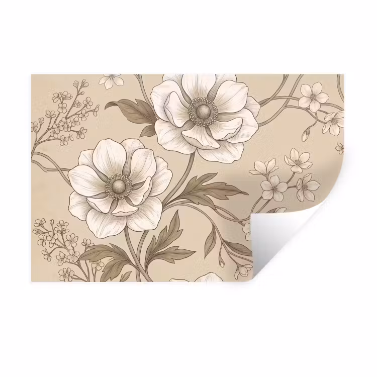 Muursticker - Bloemen - Patroon - Beige — 1