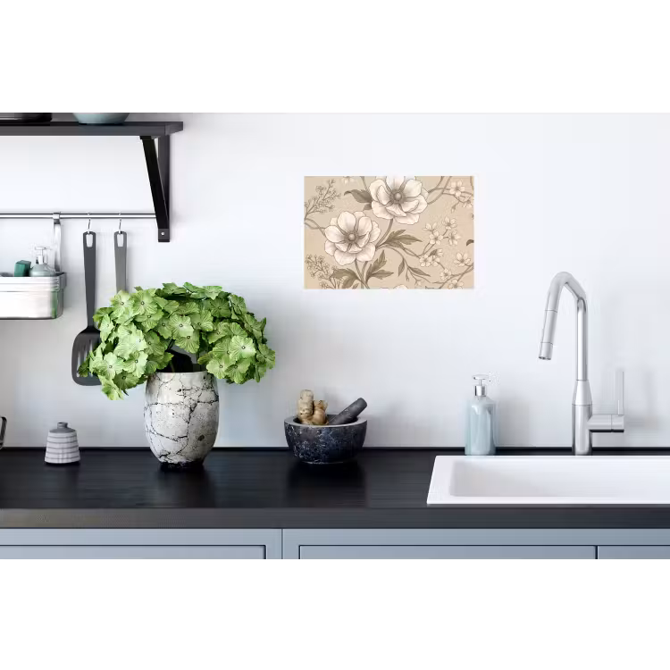 Muursticker - Bloemen - Patroon - Beige — 2
