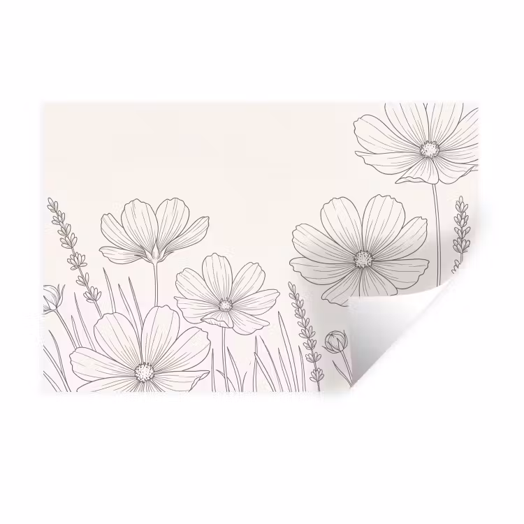 Muursticker - Minimalistisch - Modern - Bloemen - Beige — 1