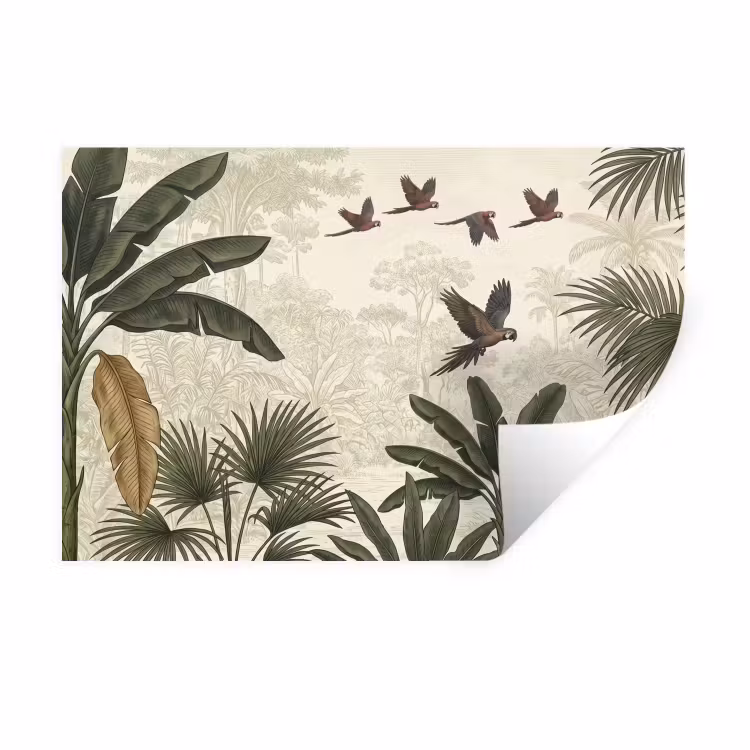 Muursticker - Papagaaien - Jungle - Tropisch - Green — 1
