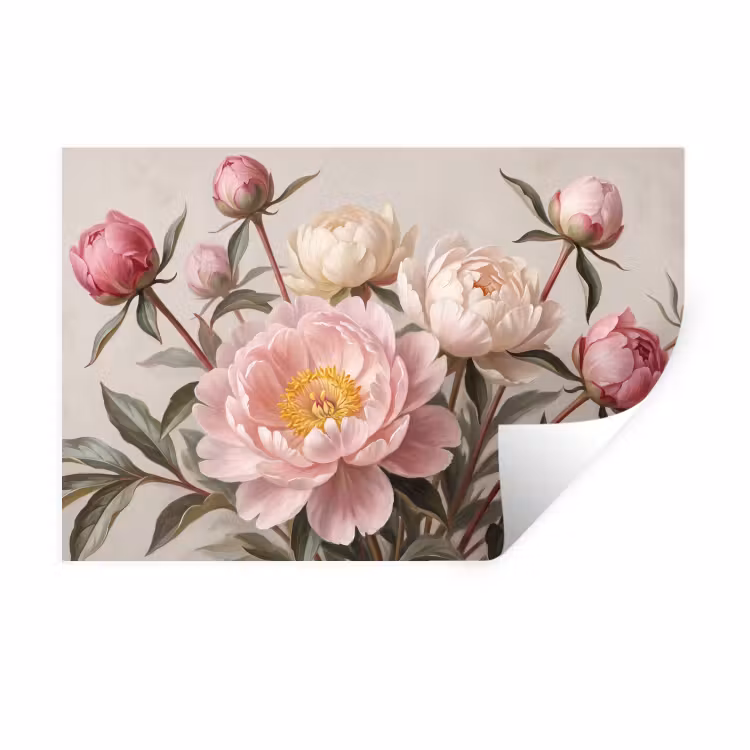 Muursticker - Pioenrozen - Boeket - Roze — 1