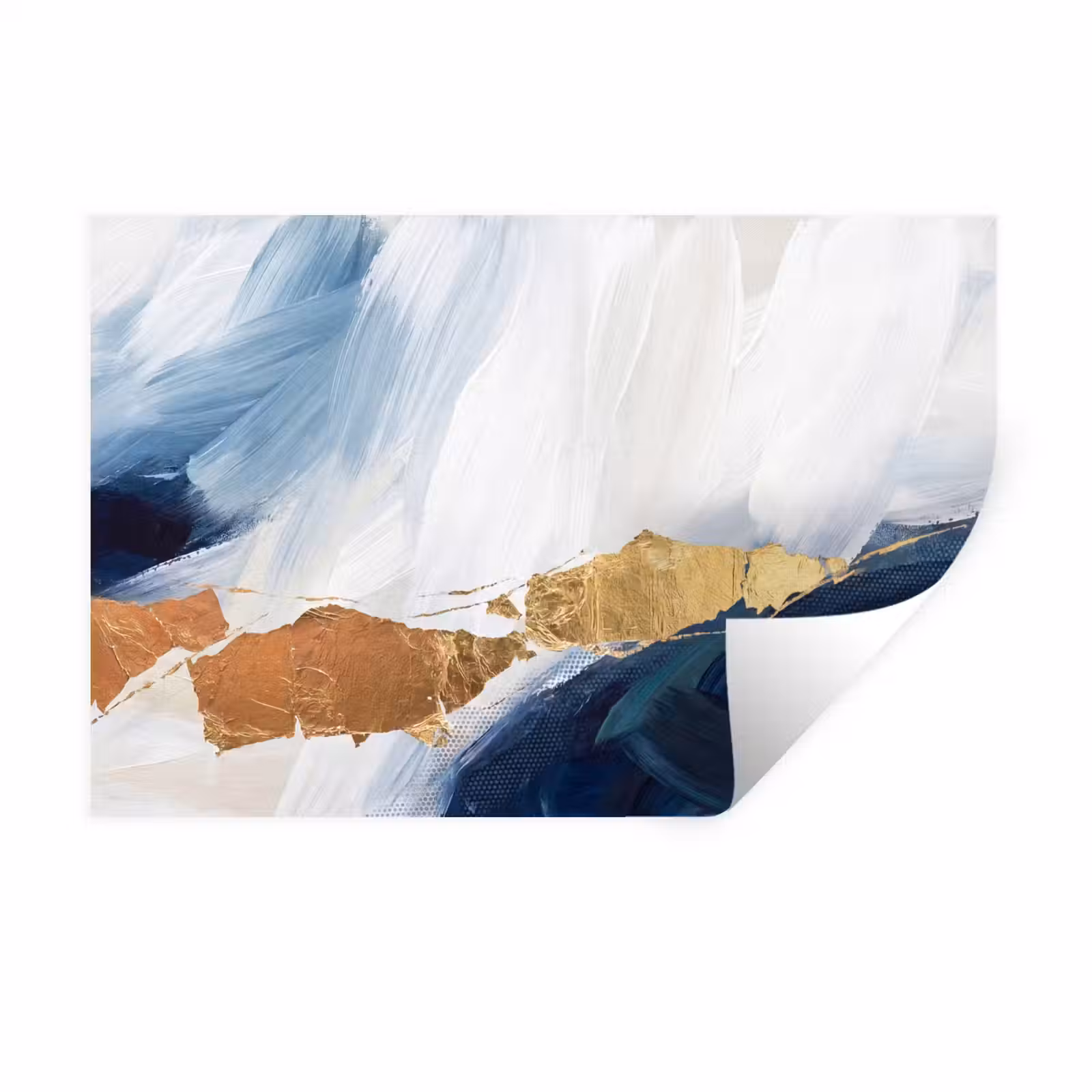 Muursticker - Abstract - Acryl - Blauw - Goud - Elegant — 1
