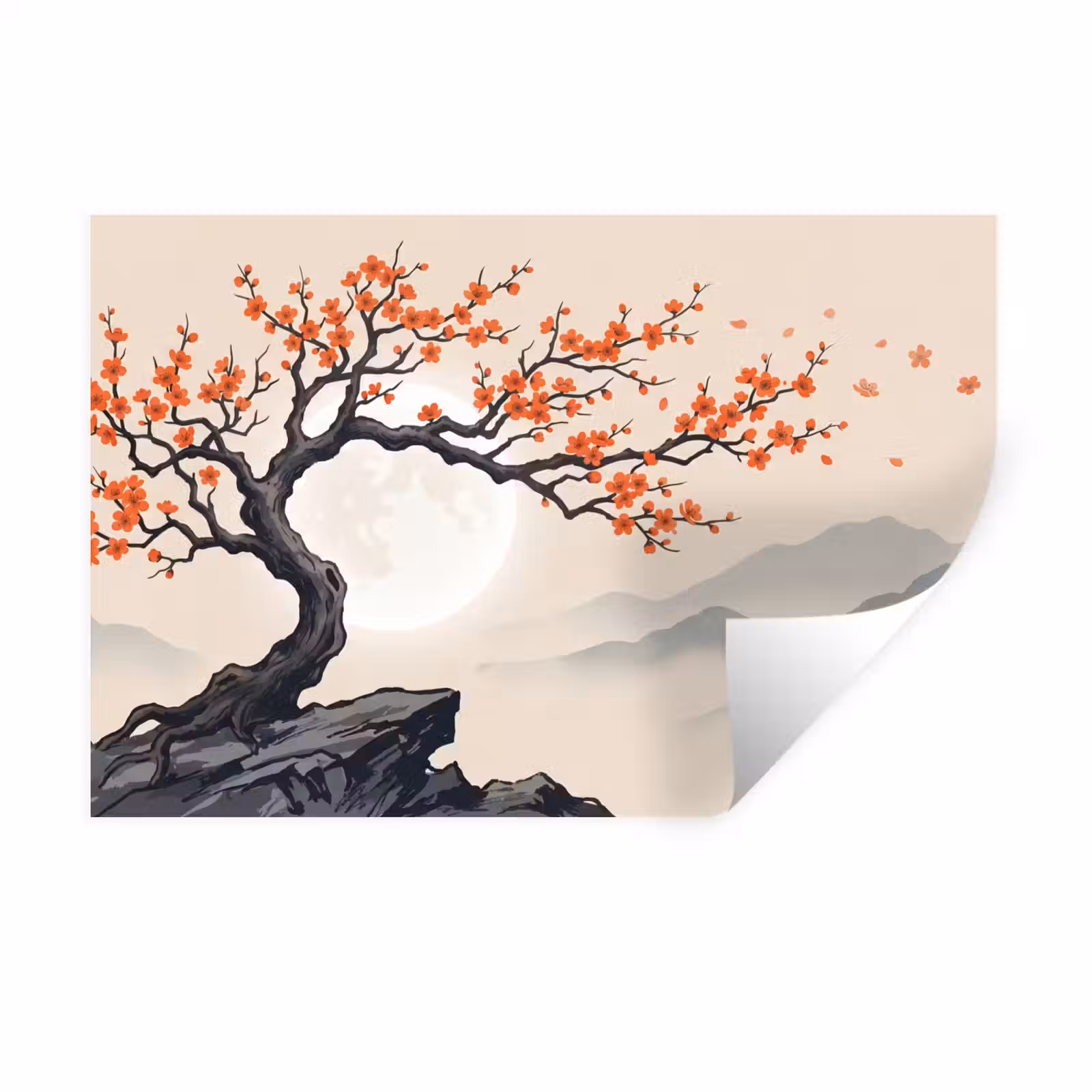Muursticker - Aziatisch - Bloesem - Rood — 1