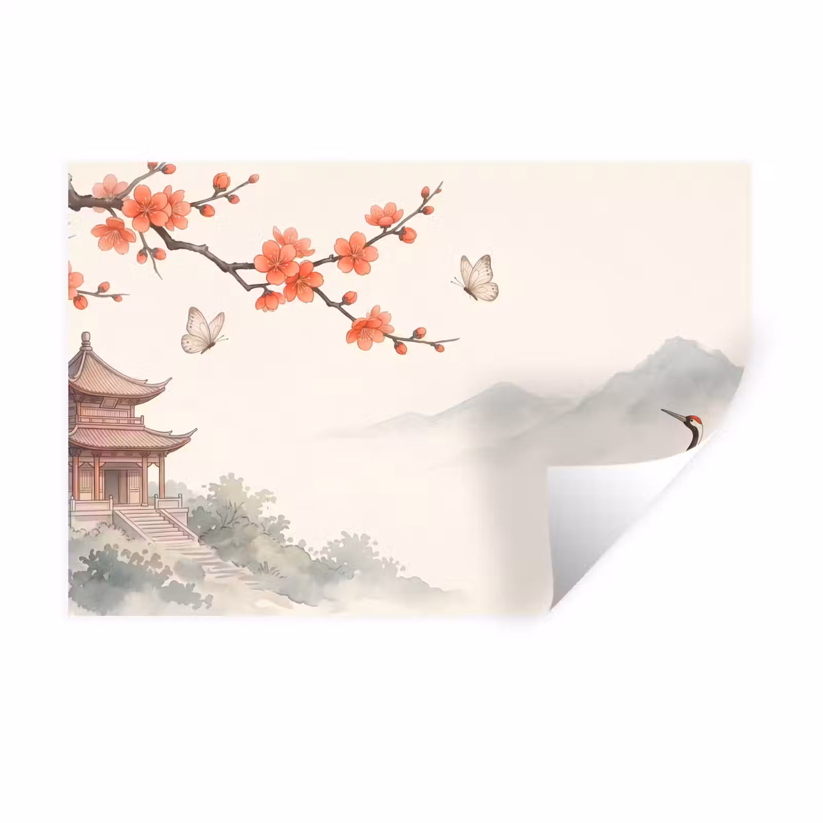 Muursticker - Kraanvogel - Azië - Klassiek — 1