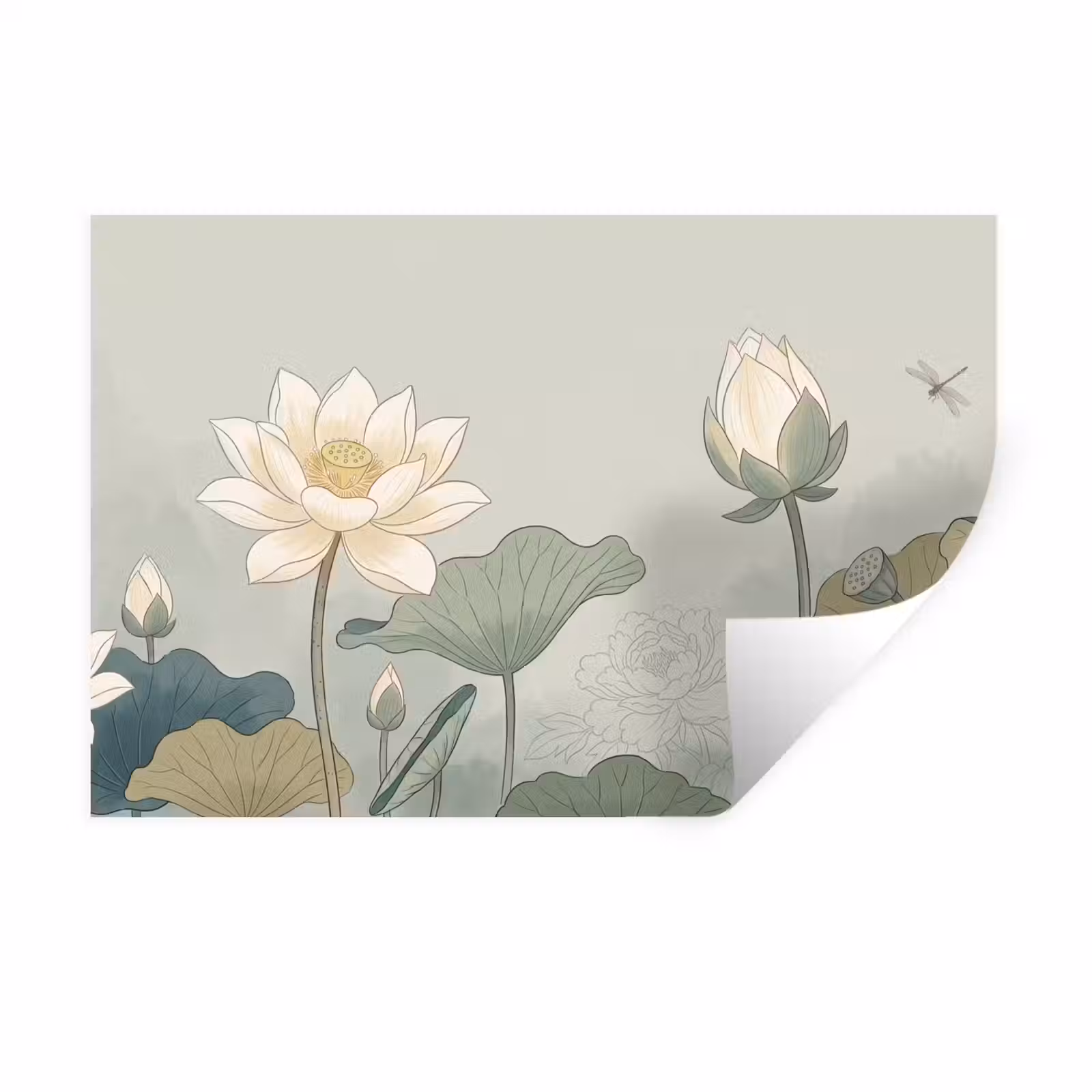 Muursticker - Lotus - Bloemen - Groen — 1