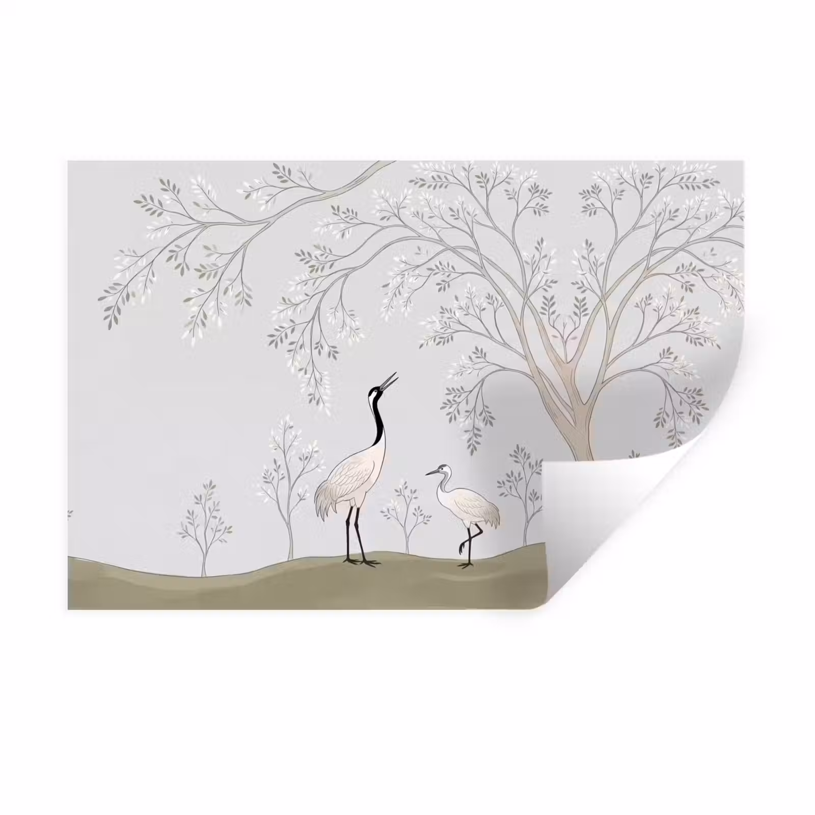 Muursticker - Minimalistisch - Kraanvogels - Blauw — 1