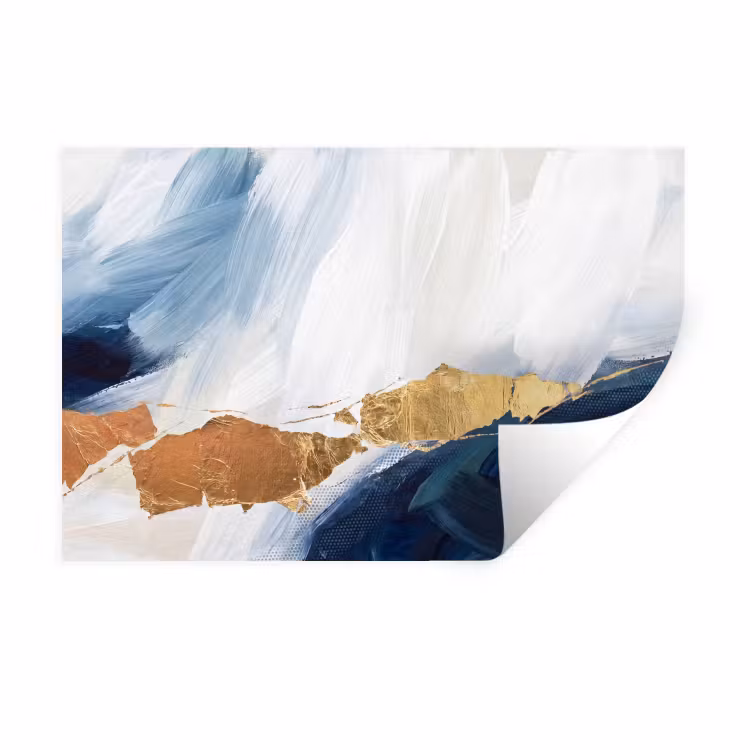 Muursticker - Abstract - Acryl - Blauw - Goud - Elegant — 1