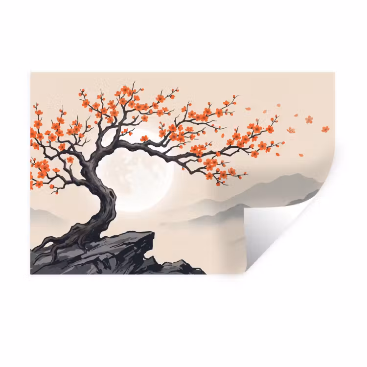 Muursticker - Aziatisch - Bloesem - Rood — 1
