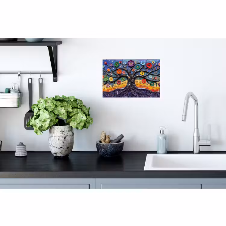 Muursticker - Levensboom - Mozaïek - Bloemen - Kleurrijk - Vrolijk — 2