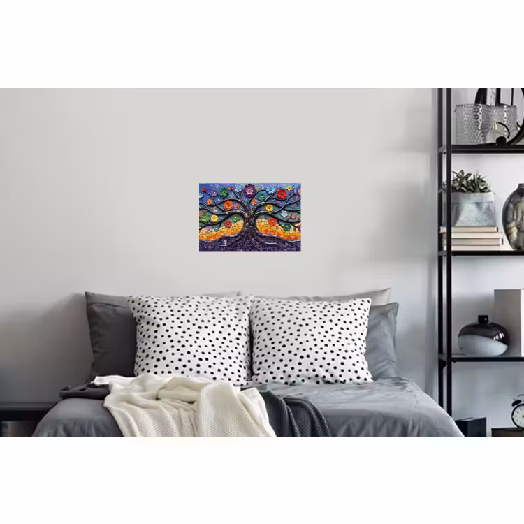 Muursticker - Levensboom - Mozaïek - Bloemen - Kleurrijk - Vrolijk — 5