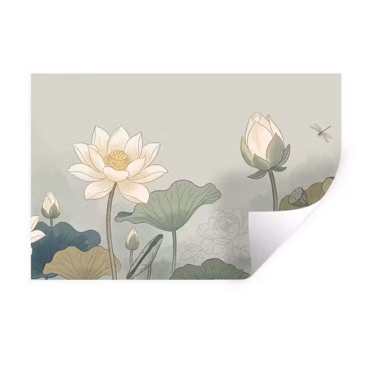 Muursticker - Lotus - Bloemen - Groen — 1