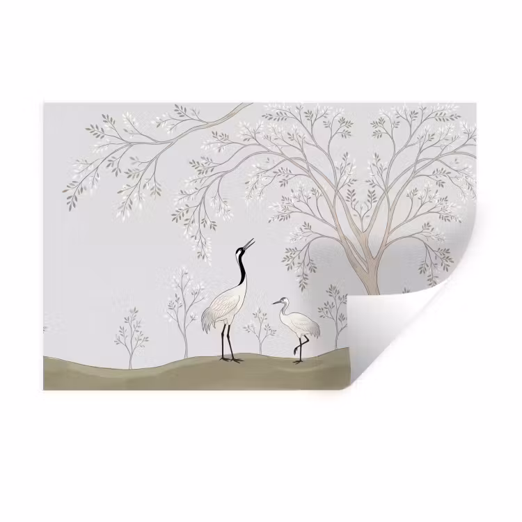 Muursticker - Minimalistisch - Kraanvogels - Blauw — 1