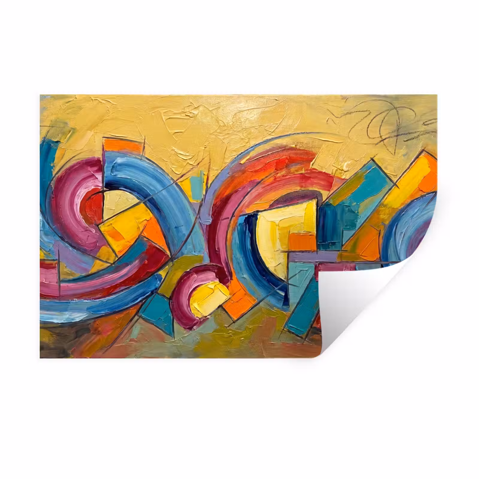 Muursticker - Abstract - Cirkels - Schilderij - Kleurrijk - Dynamisch — 1