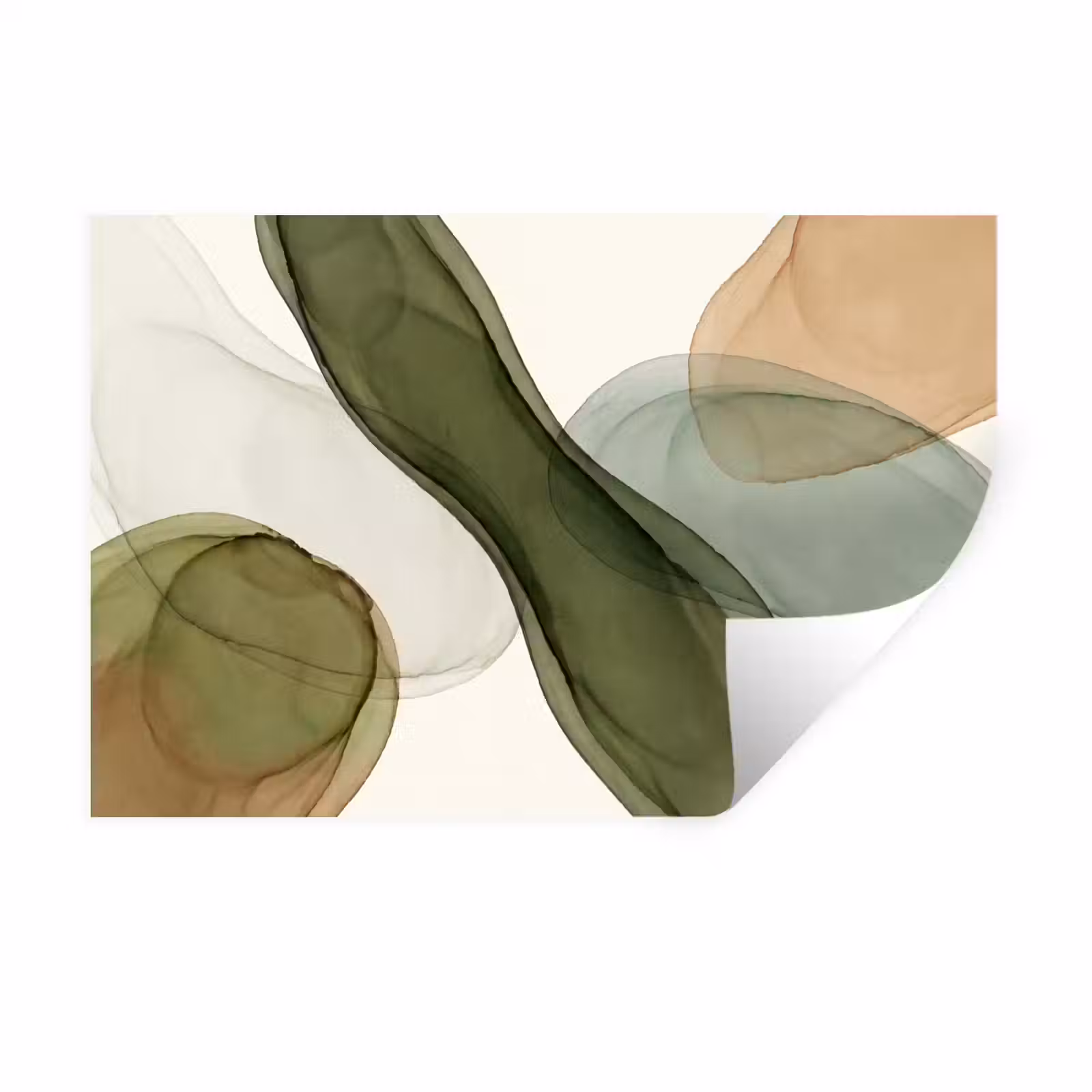 Muursticker - Abstract - Vormen - Modern - Kunst - Groen - Bruin — 1