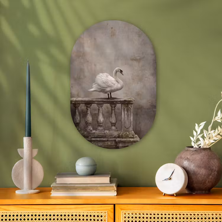 Muurovaal - Kunststof - Zwaan - Elegant - Dieren - Wit — 2