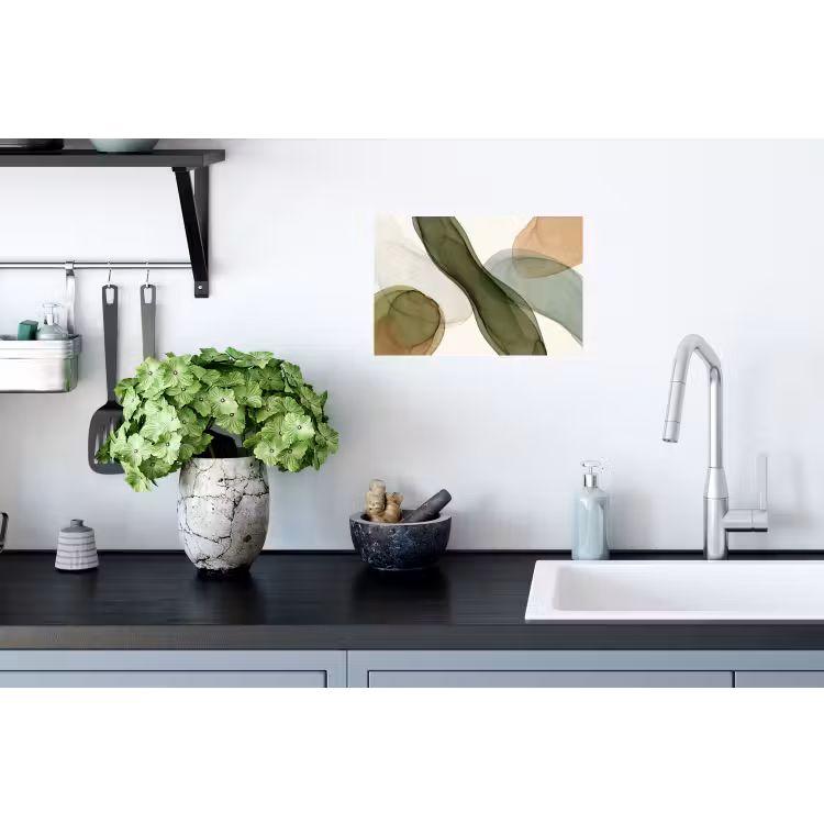 Muursticker - Abstract - Vormen - Modern - Kunst - Groen - Bruin — 2