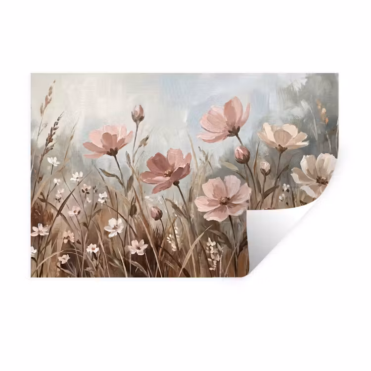 Muursticker - Bloemen - Botanisch - Schilderij - Pastel - Rustiek — 1