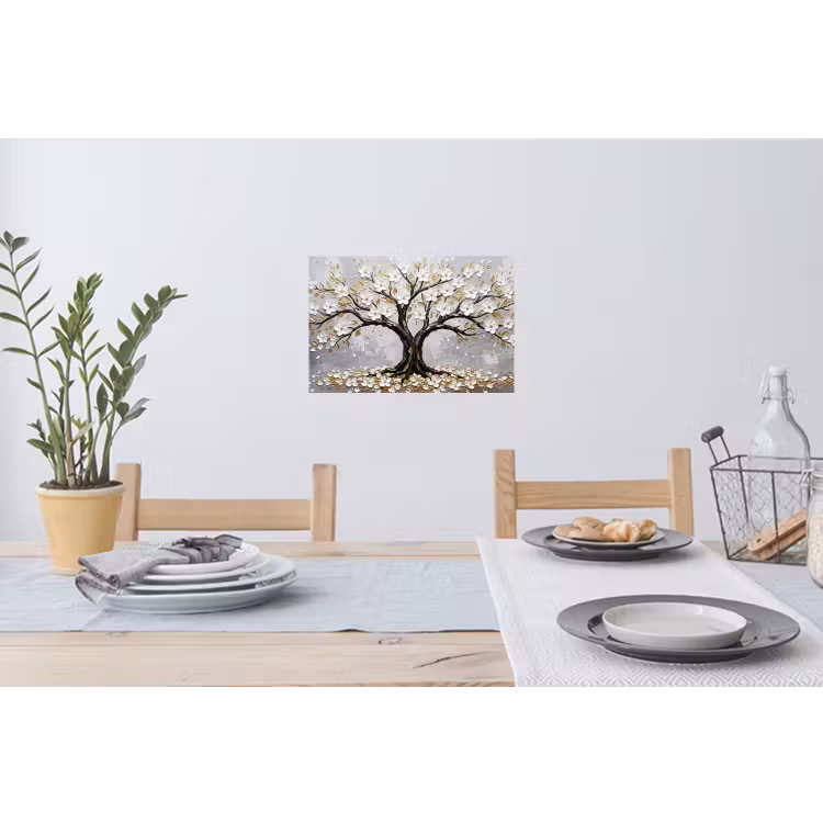 Muursticker - Boom - Bloemen - Natuur - Abstract - Wit — 3