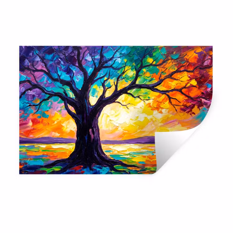Muursticker - Boom - Landschap - Natuur - Abstract - Kleurrijk — 1