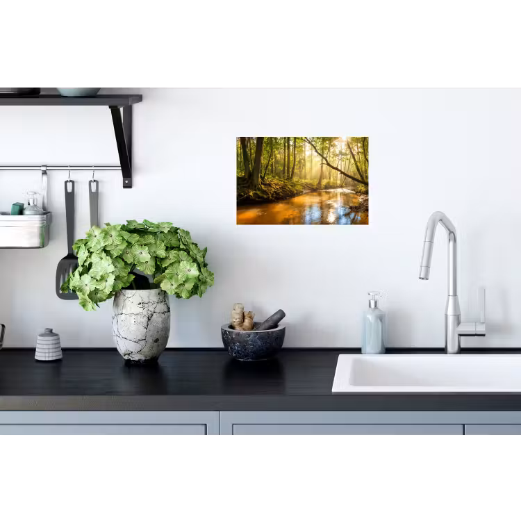 Muursticker - Bos - Beek - Zonlicht - Natuur - Groen — 2