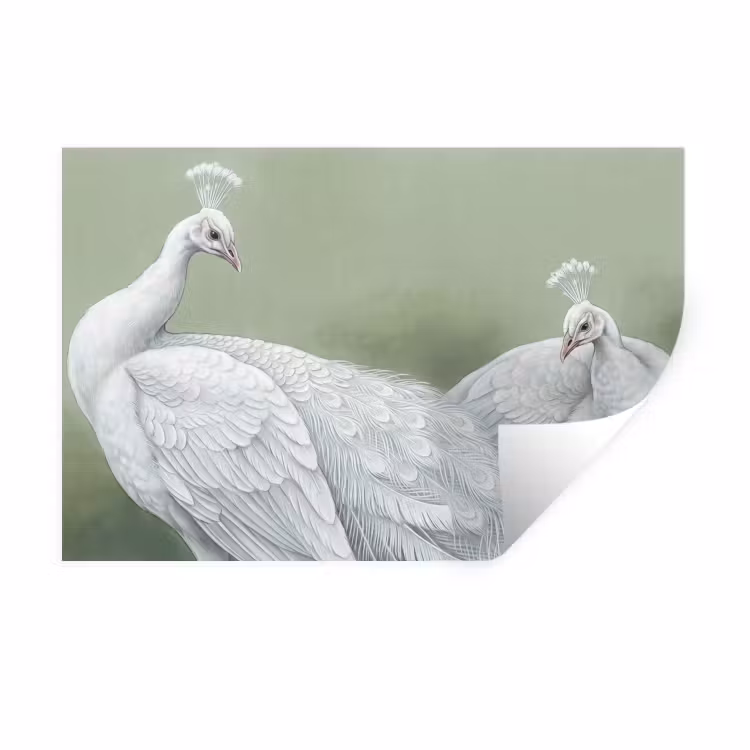 Muursticker - Pauwen - Wit - Natuur - Groen — 1