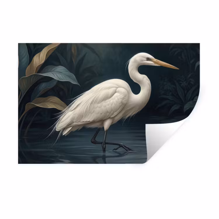Muursticker - Reiger - Water - Natuur - Modern - Wit — 1