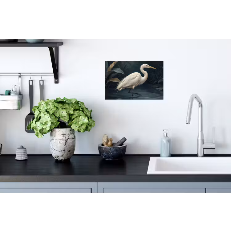 Muursticker - Reiger - Water - Natuur - Modern - Wit — 2