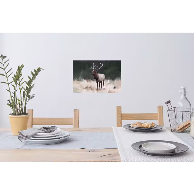 Muursticker - Edelhert - Gewei - Schildering - Rustiek — 3