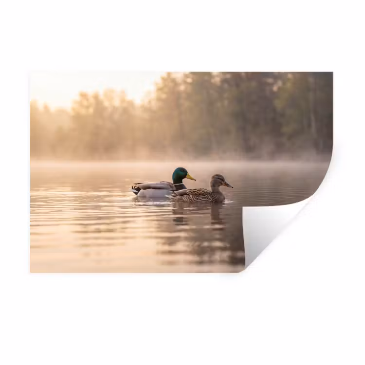 Muursticker - Eenden - Water - Mist - Natuur — 1