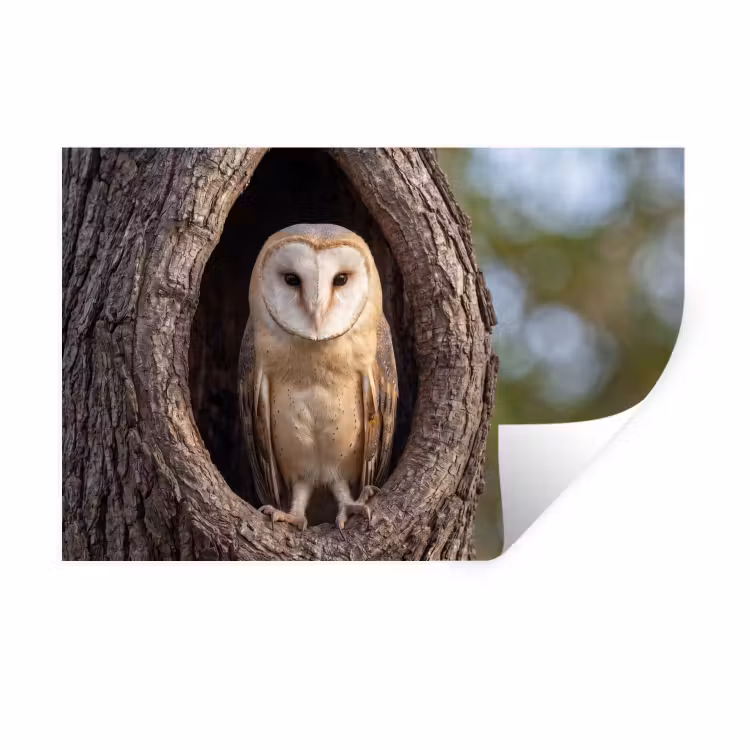 Muursticker - Kerkuil - Boom - Natuur - Bruin — 1